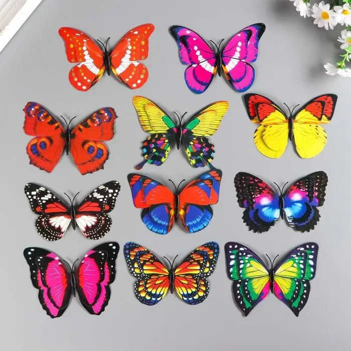 Магнит "Бабочка двухслойная" 11×9 см, МИКС