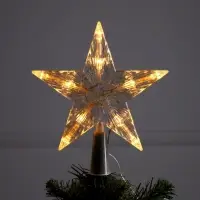 Светодиодная верхушка на ёлку «Звезда белая», 16 см, 10 LED, от батареек ААх2, фиксинг, свечение тёплое белое
