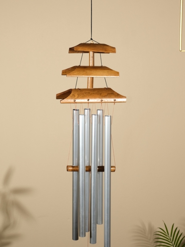 Музыка ветра, бамбук, дерево, алюминий 16х9х100 см Музыка ветра, бамбук, дерево, алюминий 16х9х100 см