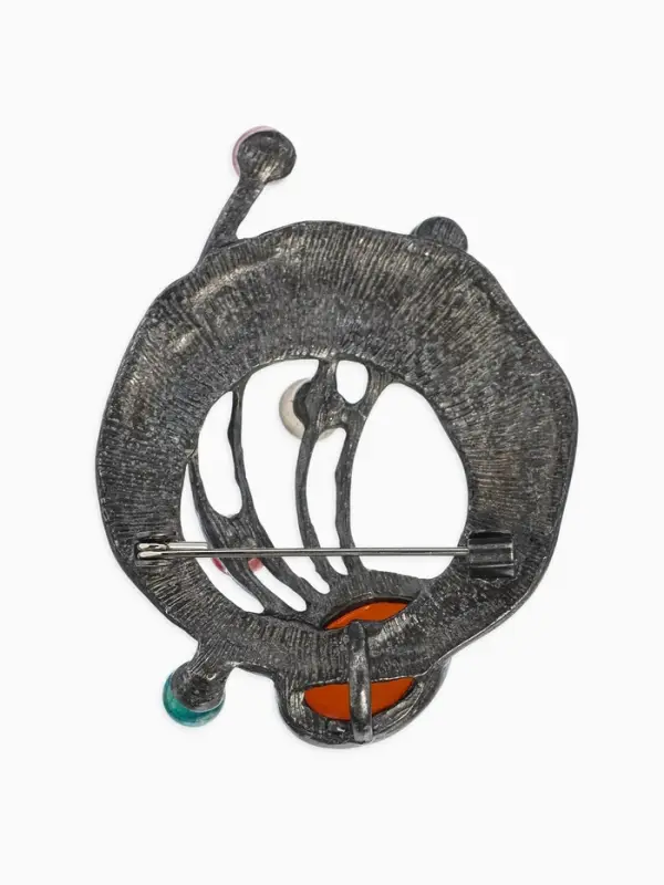 Брошь &laquo;Ветвь турмалиновая&raquo;, цветная в черненом серебре