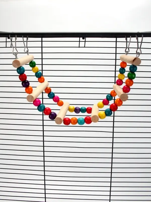 Игрушка для птиц &laquo;Лесенка с бусинами&raquo; 6 ступеней, 37 см, цвет МИКС