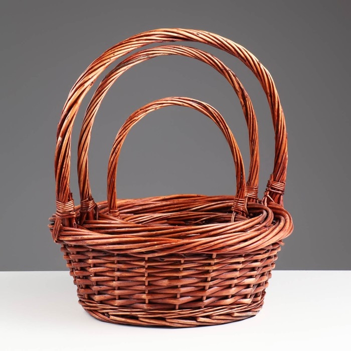 Набор корзин, 3 шт, 36х14/39 см, 30х12/34 см, 23х8/25 см, ива коричневая Набор корзин, 3 шт, 36х14/39 см, 30х12/34 см, 23х8/25 см, ива коричневая