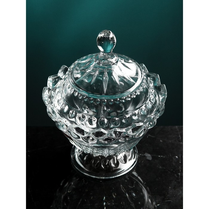 Конфетница с крышкой «Ягут», 700 мл, стекло, Иран