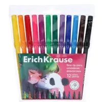 Фломастеры ErichKrause Panda Hugs, 12 цветов, в футляре с европодвесом