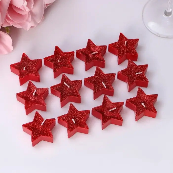 Свеча в гильзе Свеча в гильзе "Звёздочка", 1 шт, красная блёстка