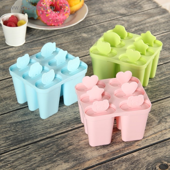 Форма для мороженого Доляна «Нега», 6 ячеек, цвет МИКС Форма для мороженого Доляна «Нега», 6 ячеек, цвет МИКС