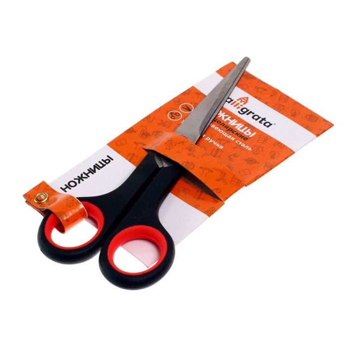 Ножницы канцелярские 17 см, ручки пластиковые с резиновыми вставками Ножницы канцелярские 17 см, ручки пластиковые с резиновыми вставками