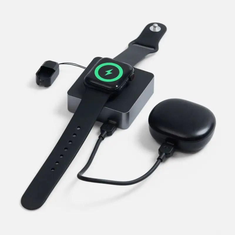 Внешний аккумулятор с беспроводной зарядкой Aura Power, серый Внешний аккумулятор с беспроводной зарядкой Aura Power, серый