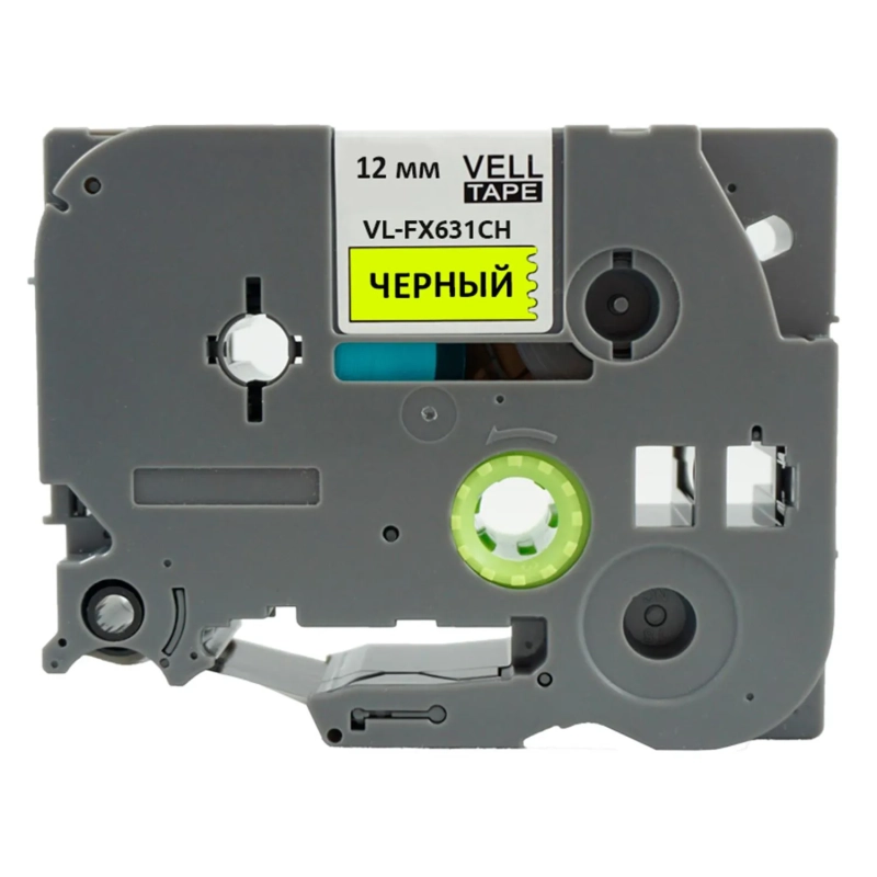Картридж Vell VL-FX631CH(с чипом,12мм,черный/желтом)для PT-100E/100ECH/D200