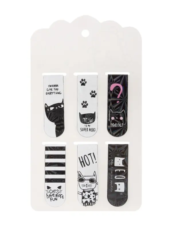 Набор магнитных закладок для книг Calligrata &laquo;Кошки&raquo;, 6 штук, МИКС