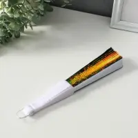 Веер пластик, текстиль "Подсолнухи" МИКС широкие лопасти 23 см