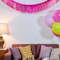 Гирлянда "Дождик" 3 метра с липким краем, цвет фуксия