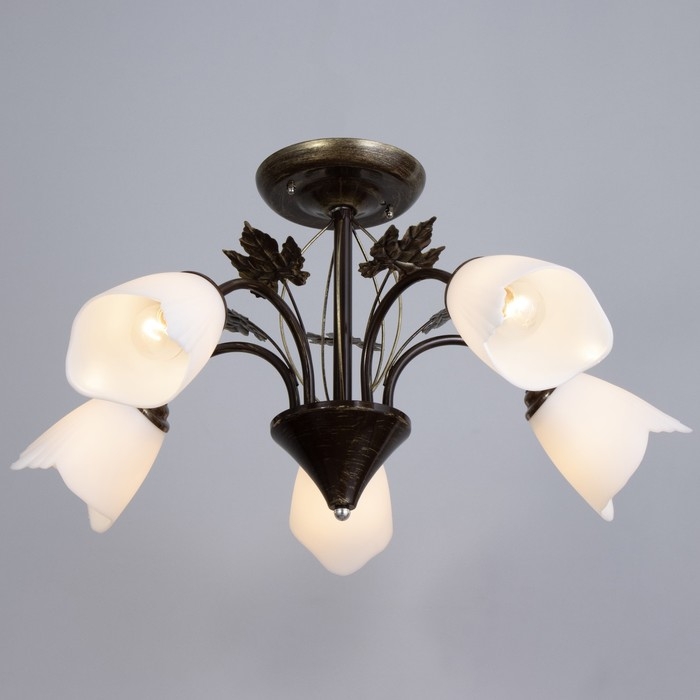 Люстра "Сусана" 5х15Вт Е27 коричневый/золото 58х58х32см BayerLux