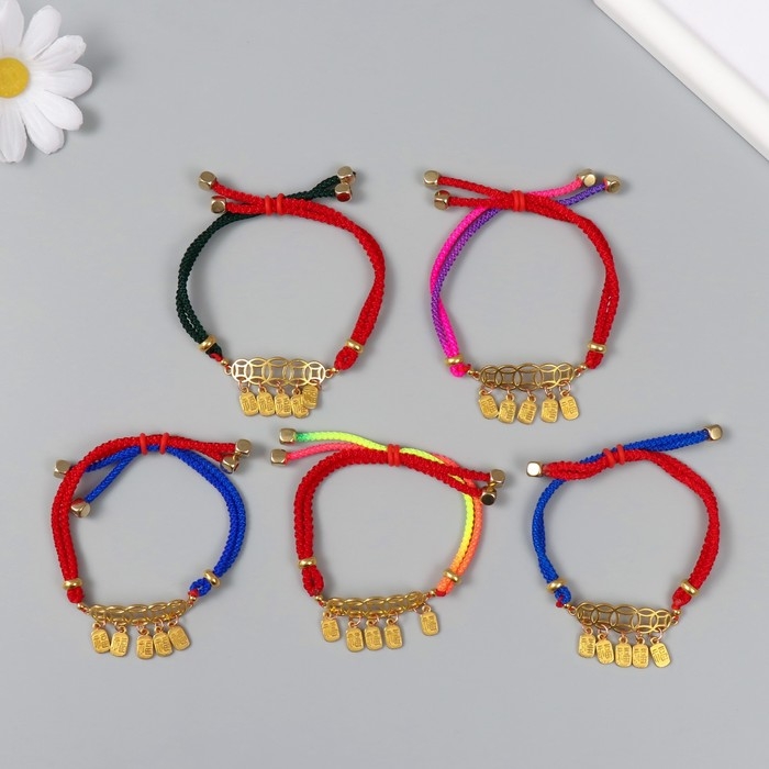 Браслет фен-шуй Браслет фен-шуй "Монетки и иероглифы" регулируемая длина