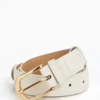 Ремень женский, 110&times;2.8 см, классическая пряжка металл, золотистая, белый