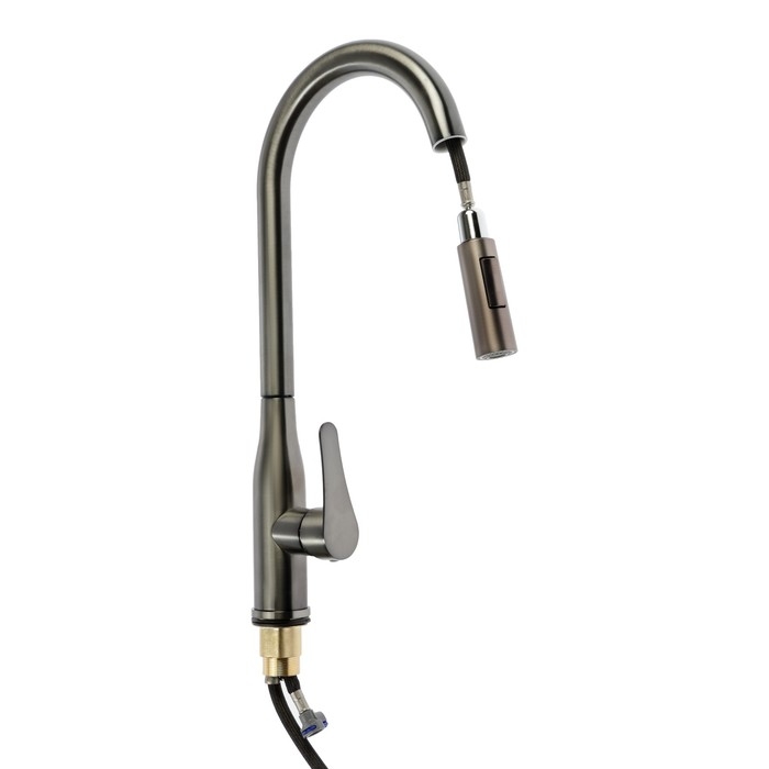 Смеситель для кухни ZEIN Z3780, однорычажный, вытяжной излив, аэратор 2 режима, графит Смеситель для кухни ZEIN Z3780, однорычажный, вытяжной излив, аэратор 2 режима, графит