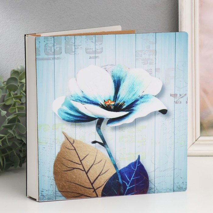 Фотоальбом на 100 фото 10х15 см  Фотоальбом на 100 фото 10х15 см "Голубой цветок" 22х4х23 см