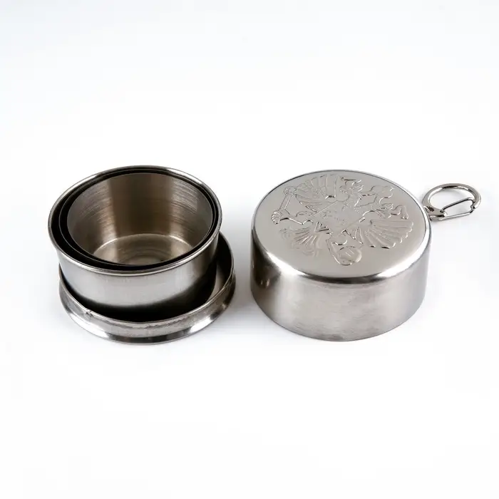 Складной стакан с карабином &laquo;Герб РФ&raquo;, 150 мл