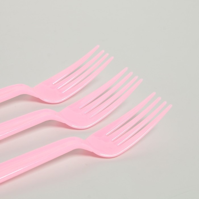 Вилки пластиковые, 6 шт., цвет розовый Вилки пластиковые, 6 шт., цвет розовый