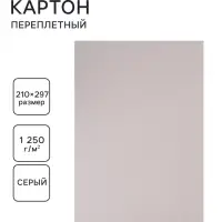 Картон переплётный А4 (210&times;297 мм), набор 10 листов, 2.0 мм, 1250 г/м&sup2;, серый, в пакете, Calligrata