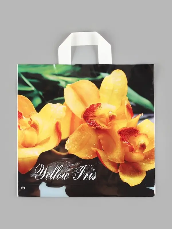 Пакет &laquo;Желтые ирисы&raquo;, полиэтиленовый с петлевой ручкой, 36&times;34 см, 80 мкм