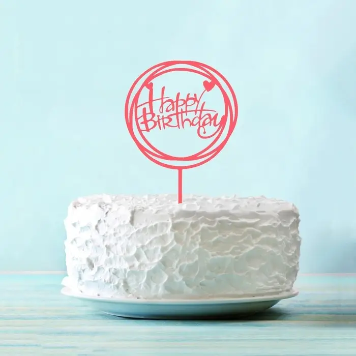 Топпер для торта &laquo;С днём рождения&raquo;, розовый