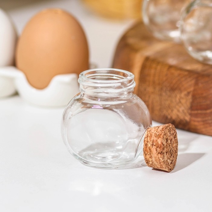 Набор баночек стеклянных для специй с пробковой крышкой Доляна «Парфе», 50 мл, 5,4×4×5,4 см, 12 шт Набор баночек стеклянных для специй с пробковой крышкой Доляна «Парфе», 50 мл, 5,4×4×5,4 см, 12 шт