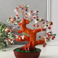 Бонсай декоративный &laquo;Разноцветное денежное дерево в овальном горшке&raquo;, 196 камней, 23&times;9.5&times;19 см