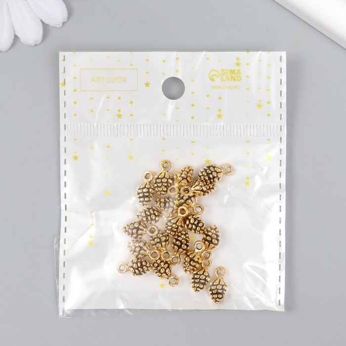 Декор металл для творчества Декор металл для творчества "Золотая шишка" 1х0,6см, набор 20 шт