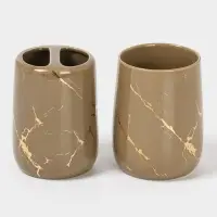 Набор аксессуаров для ванной комнаты SAVANNA &laquo;Гроза&raquo;, 4 предмета, мыльница, дозатор для мыла, 2 стакана, коричневый