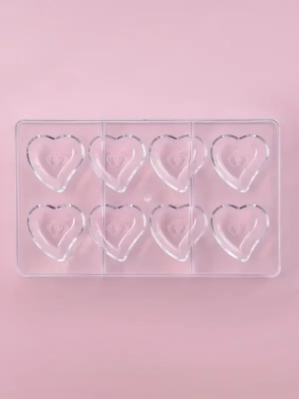 Форма для конфет и шоколада KONFINETTA &laquo;Сердце&raquo;, пластик, 20&times;12&times;2.5 см, 8 ячеек 4&times;4&times;1 см, прозрачная