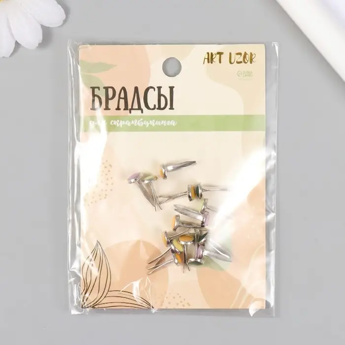 Брадсы для скрапбукинга "Капельки краски" набор 15 шт МИКС 1,3х0,5х0,5 см