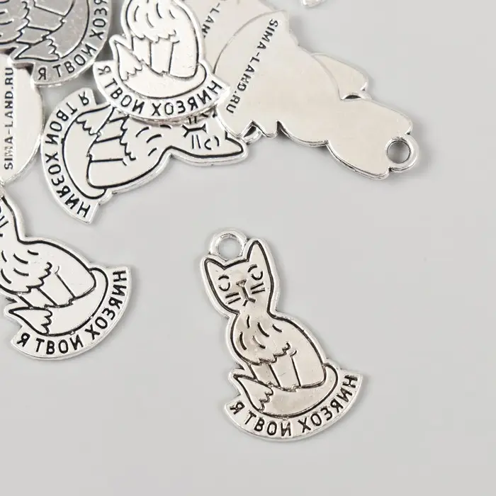 Металлический элемент, декоративная подвеска «Арт Узор. Котик: Я твой хозяин», 1.6×2.5 см