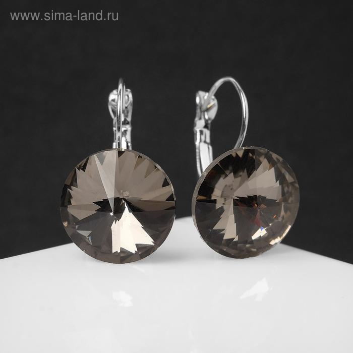 Серьги со стразами «Яркая классика», цвет серый в серебре, d=1,6 см Серьги со стразами «Яркая классика», цвет серый в серебре, d=1,6 см