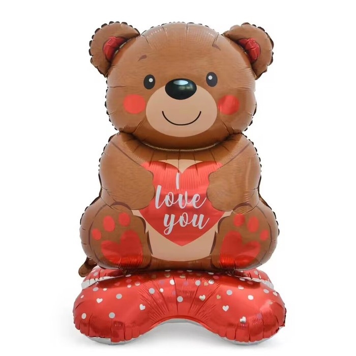 Воздушный шар фольгированный 58 Воздушный шар фольгированный 58" «Медведь с сердцем», на подставке