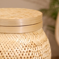Корзинка с крышкой плетёная, из бамбука 21*21*20,5 см