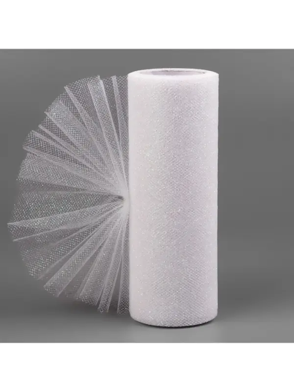 Фатин с глиттером, 15 см, 9&plusmn;0.5 м, 11&plusmn;1 г/м&sup2;, белый №1