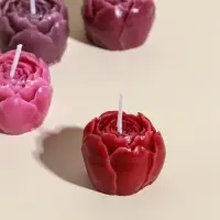 Набор свечей декоративных "Пионы" 5 шт 3,5х3,5х2,5 см розово-фиолетовые 6,5х22,5х3,5 см