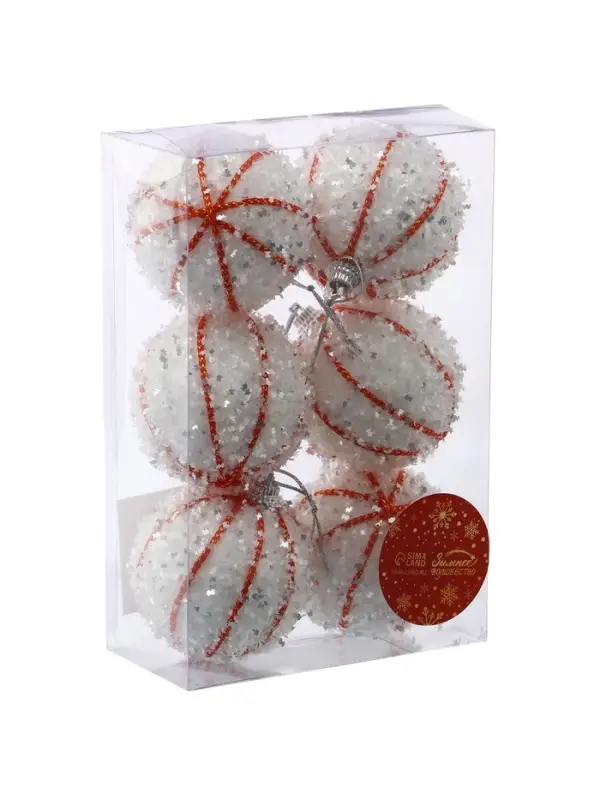 Набор шаров пластик d-6 см, 6 шт Набор шаров пластик d-6 см, 6 шт "Вилей" белый