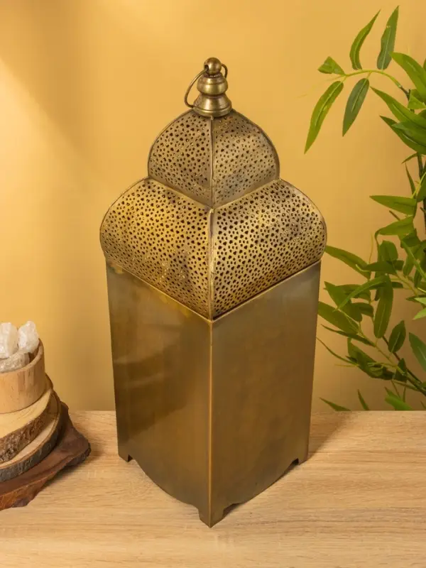 Подсвечник фонарь "Золотой полумесяц" железо 15х15х50,5 см