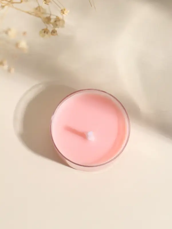 Чайная свеча ароматическая "Круглая" розовая, аромат сладкая хурма 3,8х3,8х1,8 см