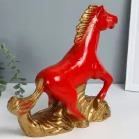 Копилка "Огненный конь" 28х32х9,5 см, красный с золотом