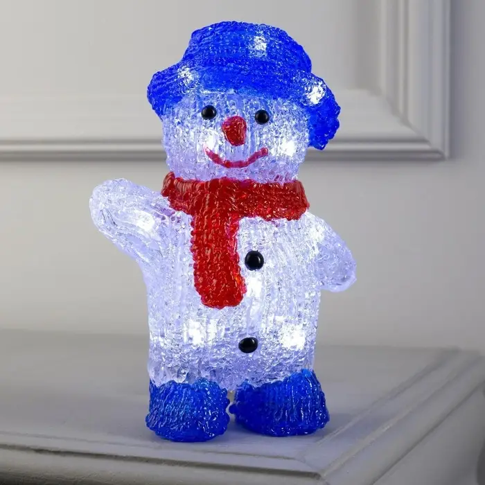 Светодиодная фигура &laquo;Приветливый снеговик&raquo; 13&times;20&times;8 см, акрил, 10 LED, батарейки ААх2 (не в комплекте), свечение белое
