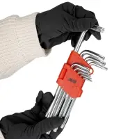 Набор ключей торцевых изогнутых TORX с отверстием 9 предметов (T10-T50) AVS TXL-9H