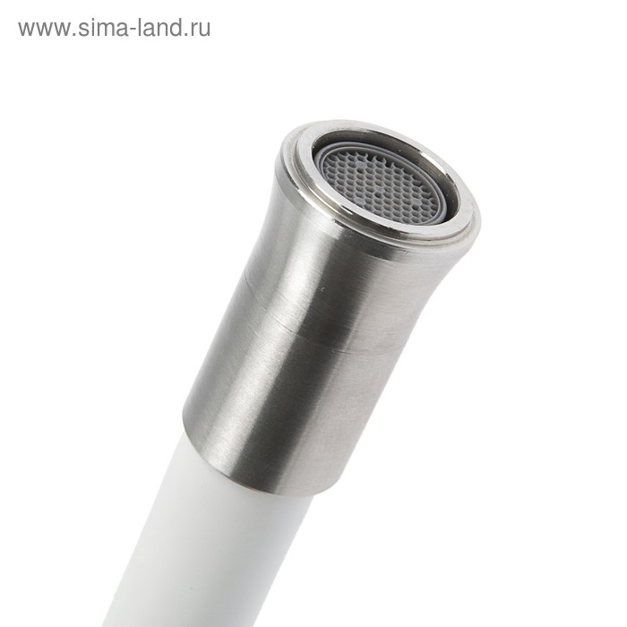 Смеситель для кухни Accoona A48104G, однорычажный, с гайкой, нерж.сталь, белый/сатин Смеситель для кухни Accoona A48104G, однорычажный, с гайкой, нерж.сталь, белый/сатин