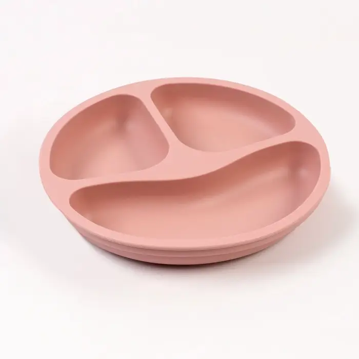 Детская посуда в наборе M&B: нагрудник, тарелка 2 шт., стакан, приборы, силикон, пыльная роза