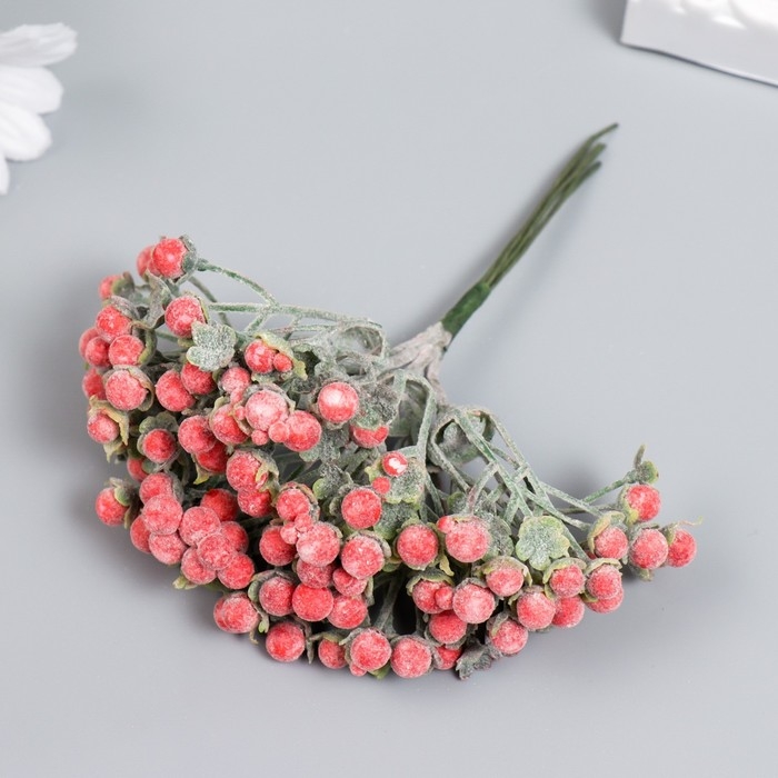 Декор для творчества Декор для творчества "Соцветие с красными шариками" d=0,6 см 1 букет=6 цветов 11 см