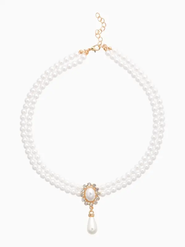 Набор 2 предмета: серьги, колье &laquo;Антуанетта&raquo;, вспышка, белый в золоте, 40 см