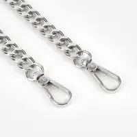 Ручка для сумки, с плоскими цепочками и карабинами, 120&times;3 см, цвет коричневый, серебряный