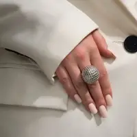 Кольцо металл &laquo;Шар сетка&raquo;, цвет серебро, безразмерное